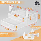 Sliding Under Desk Drawer Organizer No Drilling 2 Drawers Slide Out Desktop Or Under Table Storage Metal Clamp On Desk Drawer Attachment Small Desktop Organizer for Home & Office, White - Image 2