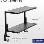 VIVO Black Clamp-on 24 inch 2-Tier Desk Shelf, STAND-SHELF24C - Image 3