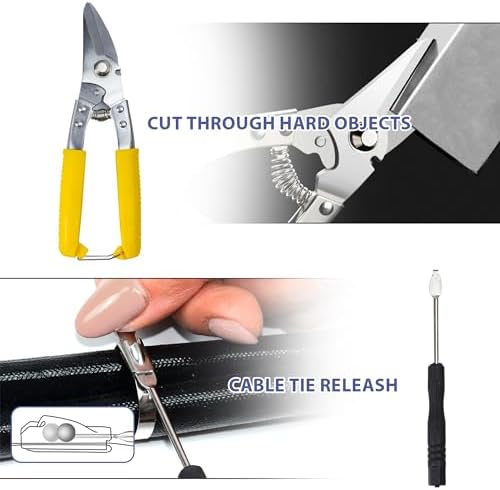 Heavy Steel Cable Tie Tool：Stainless Steel Zip Tie Gun, Metal Tie Wrap Gun Kit, Duty Outdoor Adjustable Fastening Cutting Tie Tool Sets with 100pcs Self-Locking Metal Steel Zip Ties CHUSHUYI - Image 3