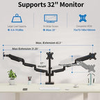 Triple Monitor Desk Mount for Computer Screens up to 32" - Image 2