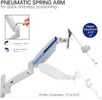 VIVO Height Adjustable Pneumatic Extended Arm Laptop Wall Mount, Full Motion Articulating Notebook Tray, Fits 10 to 15.6 inch Screen, White, MOUNT-V001GLW - Image 3