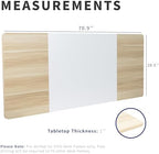 VIVO White/Light Wood 71 x 30 in Table Top, DESK-TOP72-30WC - Image 3