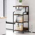Extra Large Printer Stand with Wheels, 4-Tier Tall Printer Table, Printer and Shredder Stand with Storage Shelf for Home Office (Rustic Brown) by Vokumba