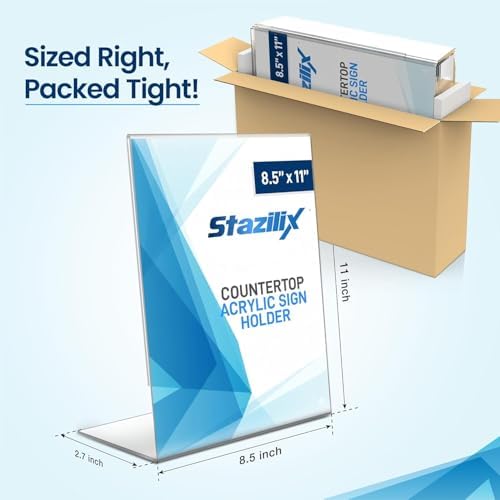 Clear Plexiglass Sign Holder 8.5 x 11, 32 Pack, For Display Paper - Image 6