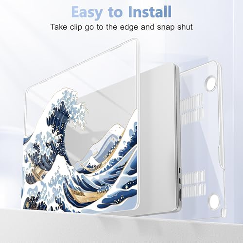Case for 2026/2025/2024/2023 MacBook Air 15-inch Laptop Release M5 A3448 /M4 A3241 /M3 A3114 /M2 A2941, Stylish Protective Hard Shell Cover for MacBook Air 15.3 inch, Wave Illustration - Image 5