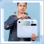 Zipper Binder Folder Keeper with Strap 2", 3 Ring, Blue, Marble - Image 6