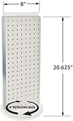 Azar Displays 700508-WHT-4W16 8-Inch W by 20-Inch H Revolving Black Pegboard Counter Display with 16-Pack of 4 inch Locking Hooks, White - Image 3