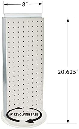 Azar Displays 700508-WHT-4W16 8-Inch W by 20-Inch H Revolving Black Pegboard Counter Display with 16-Pack of 4 inch Locking Hooks, White - Image 3