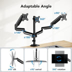 HUANUO Triple Monitor Mount for 13-27 inch Computer Screens, Gaming 3 Monitor Desk Mount with Arm Holds 19.8lbs, Triple Monitors Stand with Tilt, Swivel, Rotation, VESA 75x75, 100x100mm - Image 4