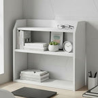 Tangkula 3-Tier Desktop Bookshelf, Wooden Countertop Bookcase with Guardrails, Space-Saving Desk Display Hutch Shelf, Modern Tabletop Storage Organizer for Study Room, Office and Dormitory (2,White) - Image 4