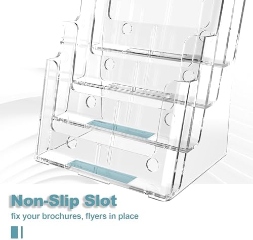 Brochure Holder 8.5x11 Inch 4 Tier with Removable Divider for 4x9 inch Clear Acrylic Pamphlet Display Stand Holder Countertop Use or Wall Mount for Office, Lobby, Hotel, Trade Show, 1 Pack - Image 4