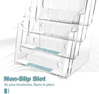 Brochure Holder 8.5x11 Inch 4 Tier with Removable Divider for 4x9 inch Clear Acrylic Pamphlet Display Stand Holder Countertop Use or Wall Mount for Office, Lobby, Hotel, Trade Show, 2 Pack - Image 4