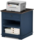 REDAYFUR Lateral File Cabinet 3 Drawer File Cabinet with Charging Station, Printer Stand with Open Adjustable Storage Shelves, Lateral Filing Cabinet for Home Office, Blue by Alwaysreadyforyou