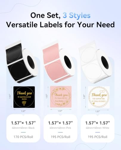 NIIMBOT M2/M3 Thermal Transfer Labels 3 Rolls 1.57''×1.57'' Multi-Color Set - Image 3