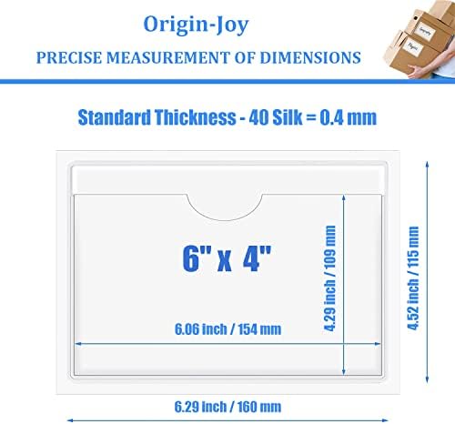 Origin-Joy 35 PCS Self Adhesive Index Card Pockets with Top Open, Clear Plastic Label Holder for Cards of Note, Library and Business, Adhesive Label Pockets & Card Holder (6 x 4 inch) - Image 2