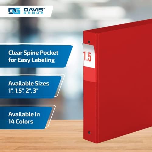 Premium Economy 3-Ring Binder, Spine Label, 1.5" Round Rings, Red, 6 Pack - Image 4