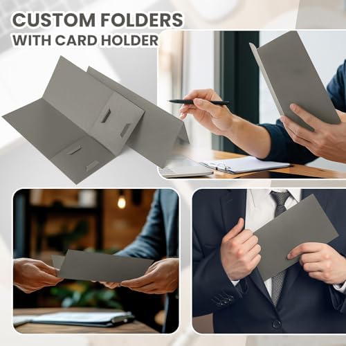 Henoyso 50 Pcs 4 x 9 Inch Mini Presentation Folders 2 Pocket, Grey - Image 5
