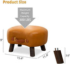 LUE BONA Small Curved Foot Stool with Handle, Whisky Brown Velvet Footstool and Ottomans, Modern Foot Rest with Wooden Legs, Step Stool with Padded Seat for Couch, Living Room - Image 6