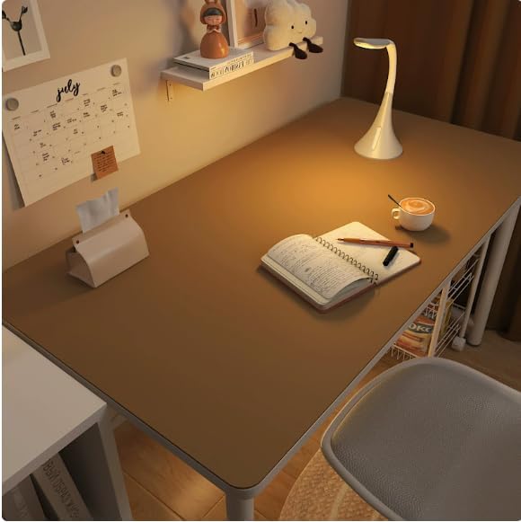 Non-Slip PU Leather Desk Blotter, Leather Desk Pad Protector, Mouse Pad, Office Desk Mat, Laptop Desk Pad, Waterproof Desk Writing Pad for Office and Home (Tawny Brown, 27.5" x 47") by Unknown