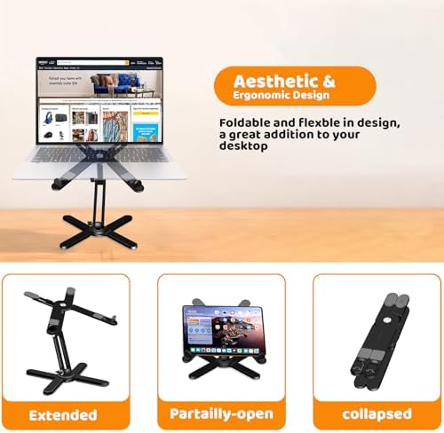 MOALLIA N86 360 Rotating Laptop Stand for Desk with Locking Knobs, Black - Image 4