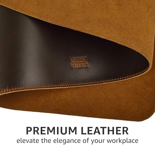 LEATHER VILLAGE Real Leather Desk Pad 3mm Thick Double Layer Desk Mat Brown. - Image 4