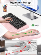3-in-1 Ergonomic Keyboard Stand with Wrist Rest & Mouse Pad Set, Pink - Image 2