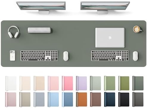 YSAGi Leather Desk Protector, Office Mat, Large Mouse Mat, Non-Slip PU Leather Blotter, Laptop Desk Mat, Waterproof Writing Pad for Office and Home(Dark Green, 63" x 17.2") by YSAGi