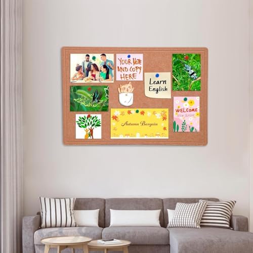 Large Cork Bulletin Board 48" x 36", Felt Pin Board, Ginger Yellow - Image 2