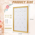 DoubleFill White Bulletin Board 21"×27" Linen Fabric Decorative Board Hanging Memo Boards for Women Large Cork Bulletin Boards for Home Office with 20 Pushpins - White Linen with Gold Frame - Image 2