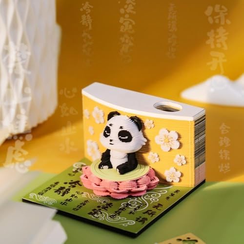 3D Memo Pad, 3D Calendar 2027, Time Piece Calendar, Tear-Off Calendars 2027, 3D Paper Carving Art Memo Pad, Art Carving Sticky Notes for Office Home Gifts Ornaments (Lotus Panda) - Image 4