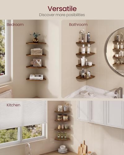 VASAGLE Floating Corner Shelves, Set of 4, 7.8 x 7.8 x 0.5 Inches - Image 5