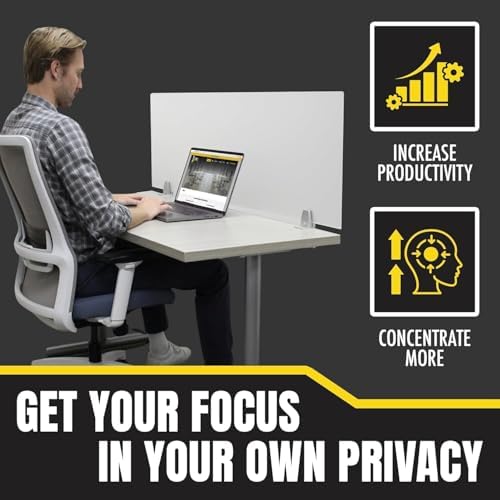 OBEX Frosted Acrylic Desk Mounted Privacy Panel, 12" x 60", Frosted - Image 5