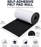Felt Furniture Pads Self Adhesive Felt Tape for Hardwood Floors (Black, 5"x120") - Image 2