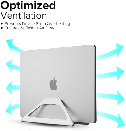 Elestoria Aluminum Vertical Laptop Stand with Gravity Auto-Lock – Adjustable Laptop Holder Vertical fits MacBook Pro/Air, Chromebook & Gaming Laptops up to 17.3" – Space-Saving Desktop Dock - Silver - Image 5