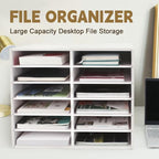 SONGWAY Desk Paper Storage Organizer - 12-Slot Literature Organizer with Adjustable Shelves, Countertop Mail Sorter Organizer, Desk File Sorter Organizer, Mailbox for Classroom Office, White - Image 3