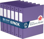 Premium Economy 3-Ring Binder, Spine Label, 1.5" Round Rings, Purple, 6 Pk by DAVISGROUP