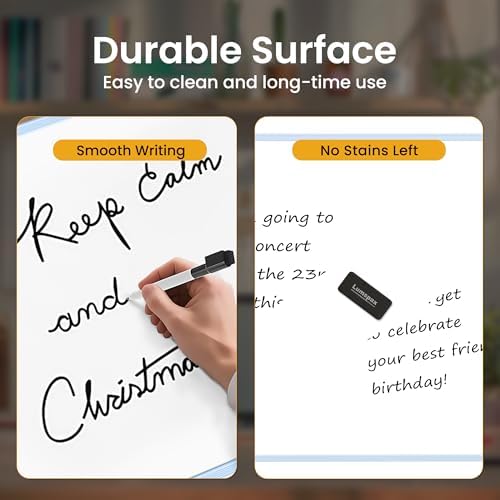 Dry Erase Board for Wall, 24" x 18" Double-Sided Hanging Magnetic Whiteboard with 6 Markers, 6 Magnets and 3 Mini Sticky Notes, Large White Board for School, Home, Office, Blue Frame - Image 6