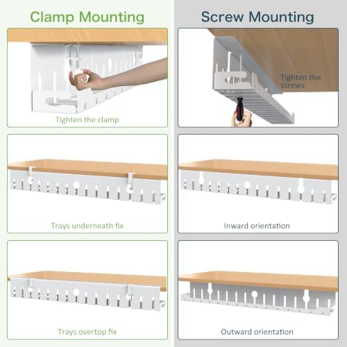 KEEGH Under Desk Cable Management Tray 48 in, Large Cord Hider, White - Image 2