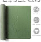 Aothia Leather Desk Pad Protector, Office Desk Mat, Large Mouse Pad, Laptop Desk Pad, Non-Slip PU Leather Desk Blotter, Waterproof Desk Writing Pad for Office and Home (Olive Green, 55" x 17") - Image 4