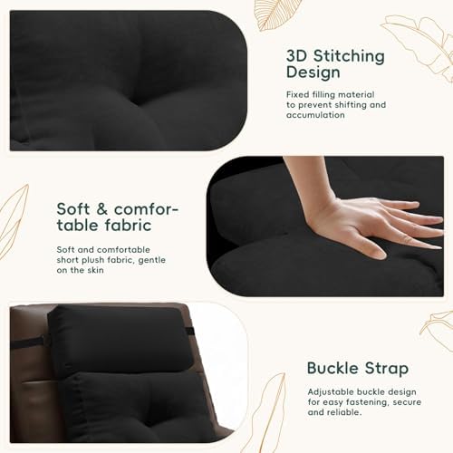 2 Piece Neck Pillow and Lumbar Support Back Cushion Set for Recliner, Black - Image 3
