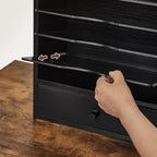 HOOBRO Wall File Organizer, Mail Organizer Wall Mounted, Wooden Literature Organizer, Construction Paper Organizer with Drawer Storage and 2 Hooks, for Office, Classroom, Home, Black BK14WF01 - Image 4