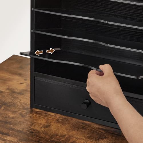 HOOBRO Wall File Organizer, Mail Organizer Wall Mounted, Wooden Literature Organizer, Construction Paper Organizer with Drawer Storage and 2 Hooks, for Office, Classroom, Home, Black BK14WF01 - Image 4