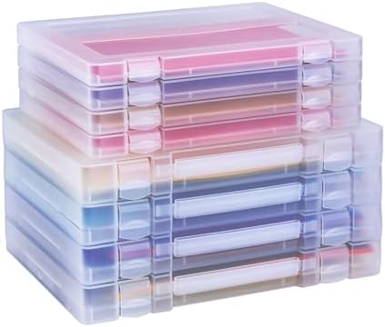 8 Pack Paper Storage Boxes, 8.5 x 11 Plastic Portable Project Case for US letter Size and A4 paper, Plastic Multi-Purpose Thick Scrapbook Storage Box for Office,Craft or Art Supplies by Mickiewicz