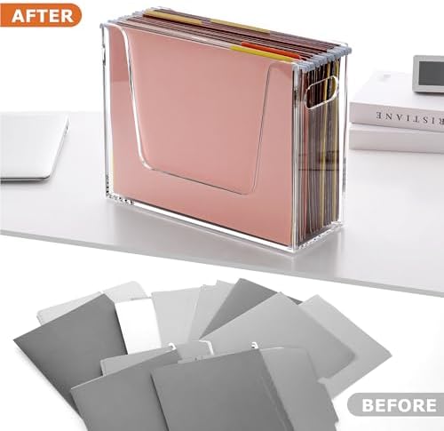Acrylic Hanging File Organizer, Letter Size Clear File Folder Holder with Handle, Portable Storage Organizer Box for Desk Home Office (No Assembly Required) - Image 6