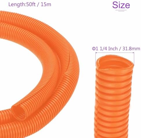DMiotech 50ft Wire Loom Split Tubing 1 1/4 Inch(31.8mm) ID Orange - Image 3