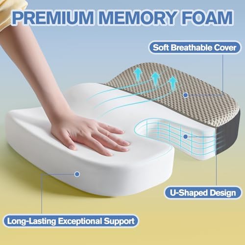 Mureon Office Chair Cushion, Memory Foam Seat Cushion, Breathable Mesh-Grey - Image 3