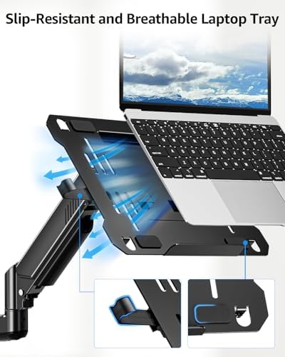Laptop Wall Mount, 2-in-1 Monitor with Vented Tray Hold Max 22bls - Image 5