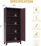 COFaR Metal Pantry Cabinet, Red Kitchen Storage Cabinets with 2 Barn Door - Image 3