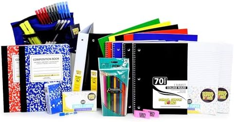 Secondary School Essentials Bundle | 1 Box - 51 Pieces per Box | School Supply Boxes - Back to School Essentials Includes Folders, Notebooks, 1" Binder, Mechanical Pencils, Index Cards, Highlighters, & Pens by SchoolSupplyBoxes