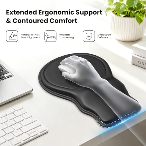 Ergonomic Mouse Pad with Wrist Rest, Extended Forearm Support - Image 2